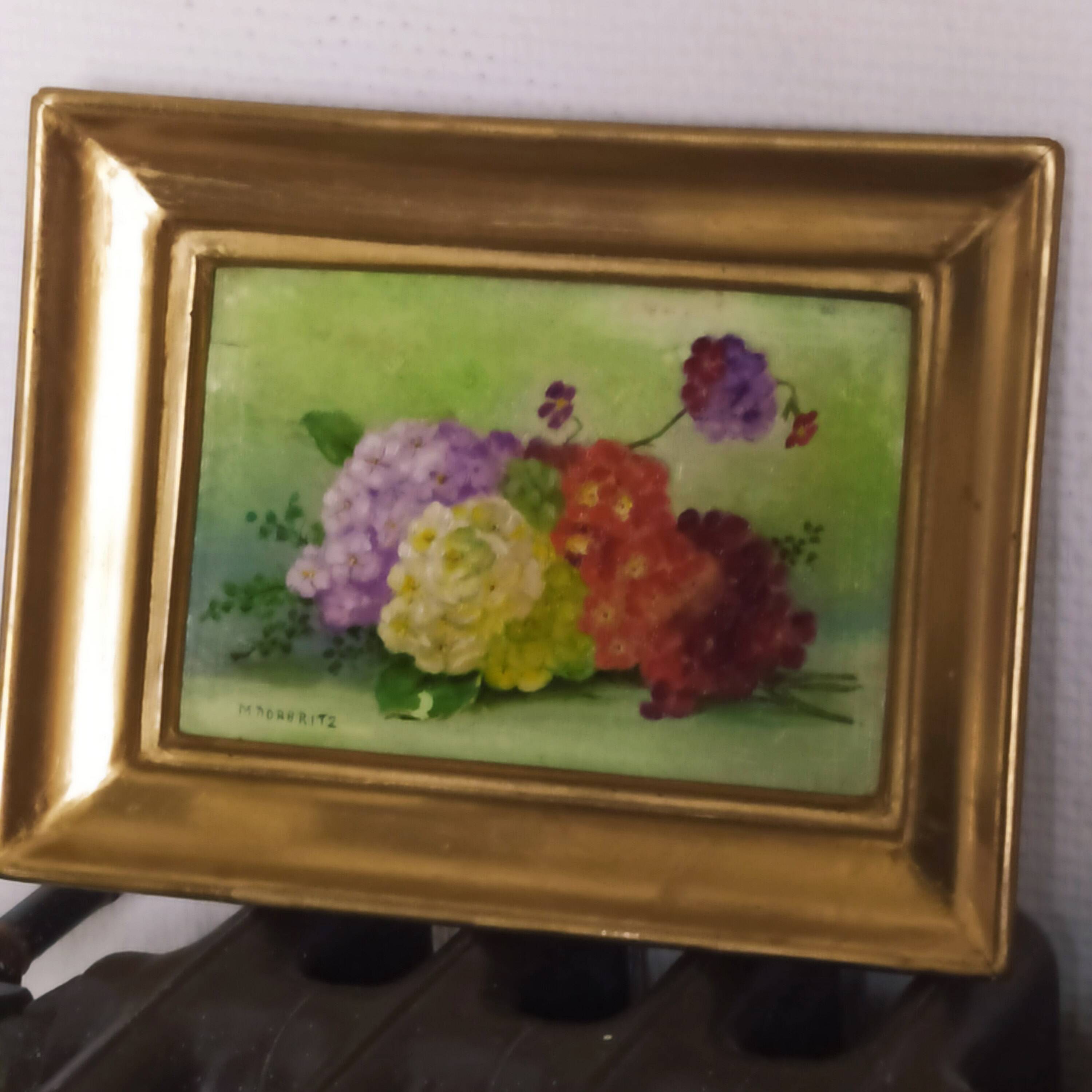 oil on panel bouquet of flowers signed Marguerite Dorbritz