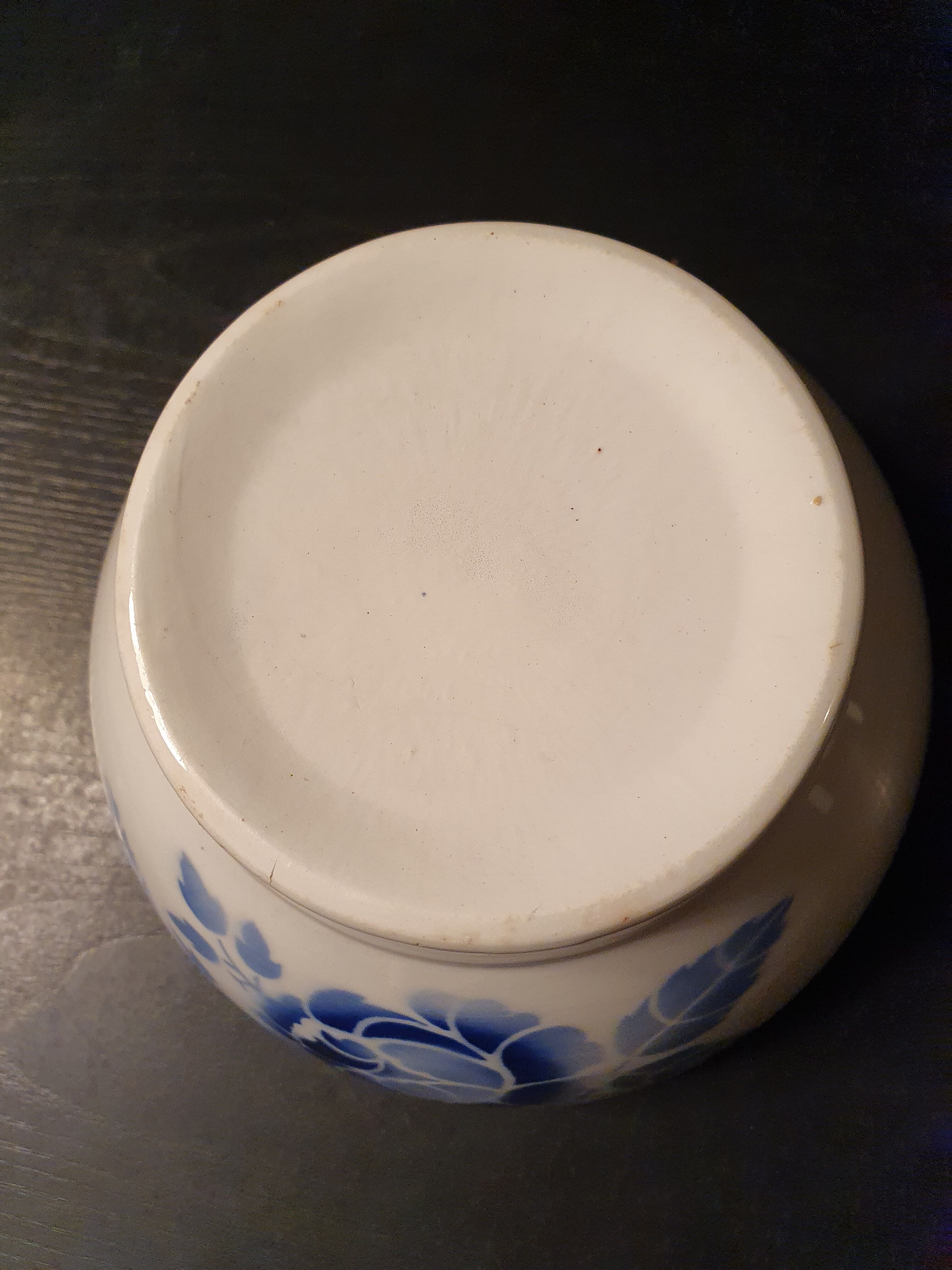 Blue pink decor faience bowl