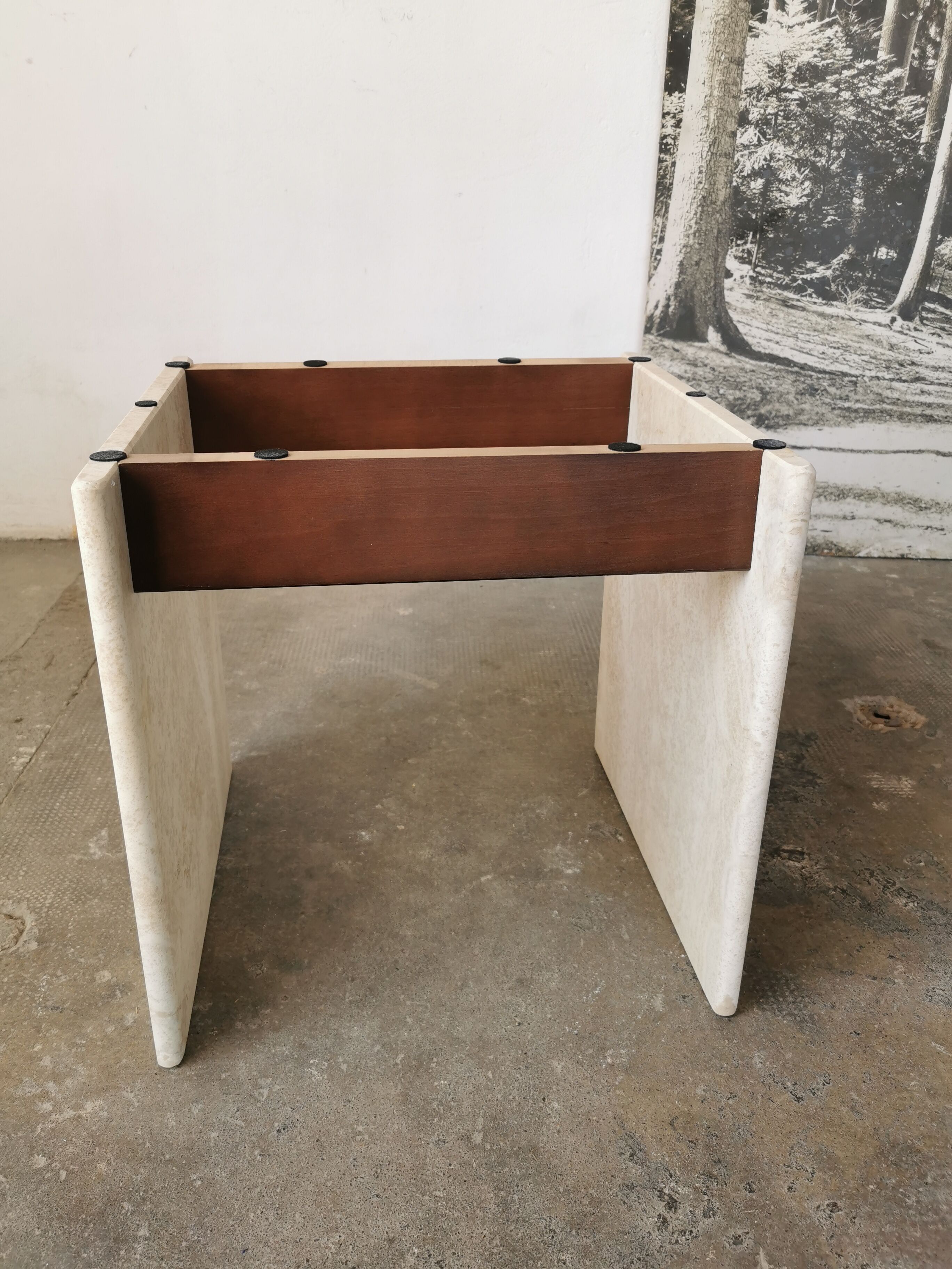 Square travertine coffee table