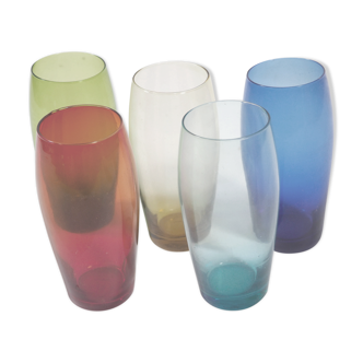 5 verres anciens multicolores