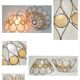 Pair of Capiz mother-of-pearl lampshade and vintage gilded metal