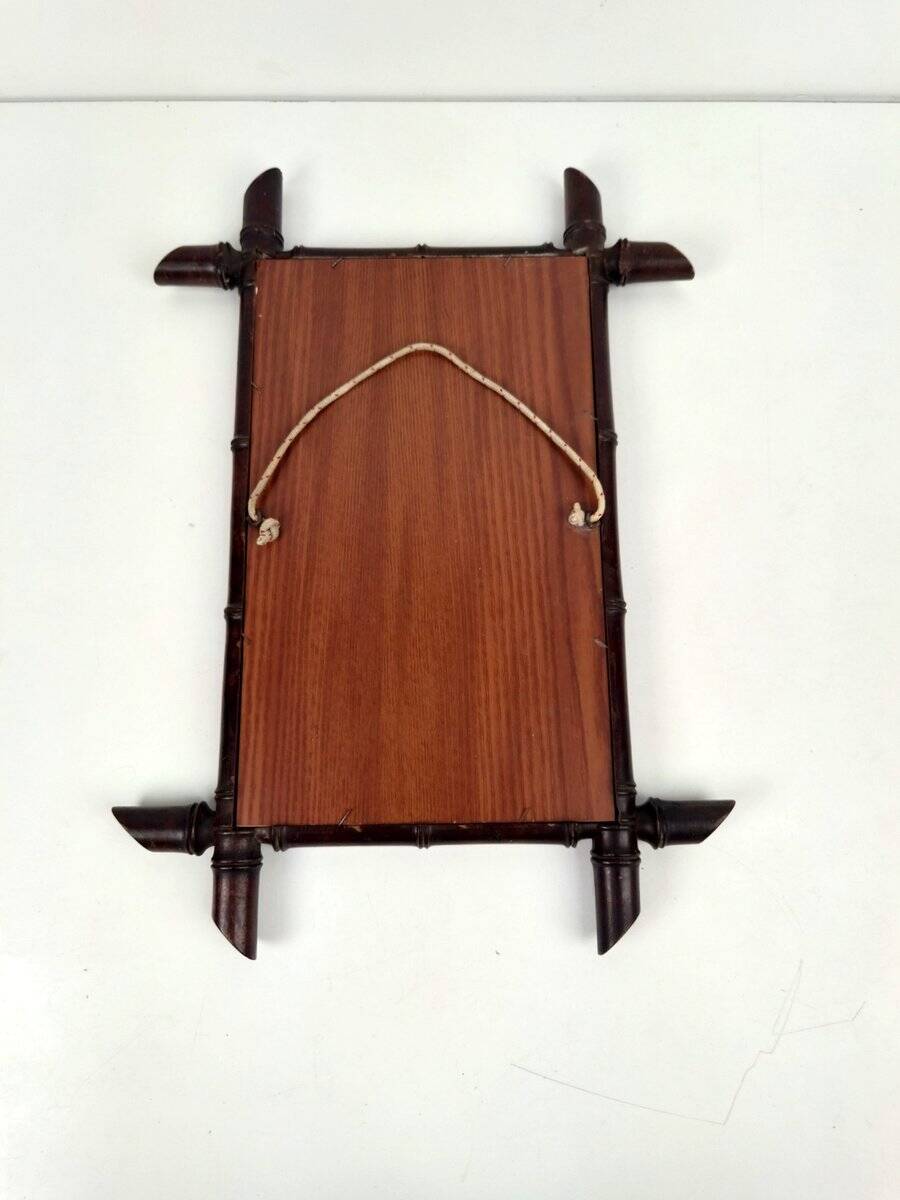 Art Nouveau Wooden Faux Bamboo Mirror, France, 1920
