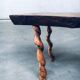 Brutalist Style Handcrafted Oak and Grape Wood Side Table, 1950s