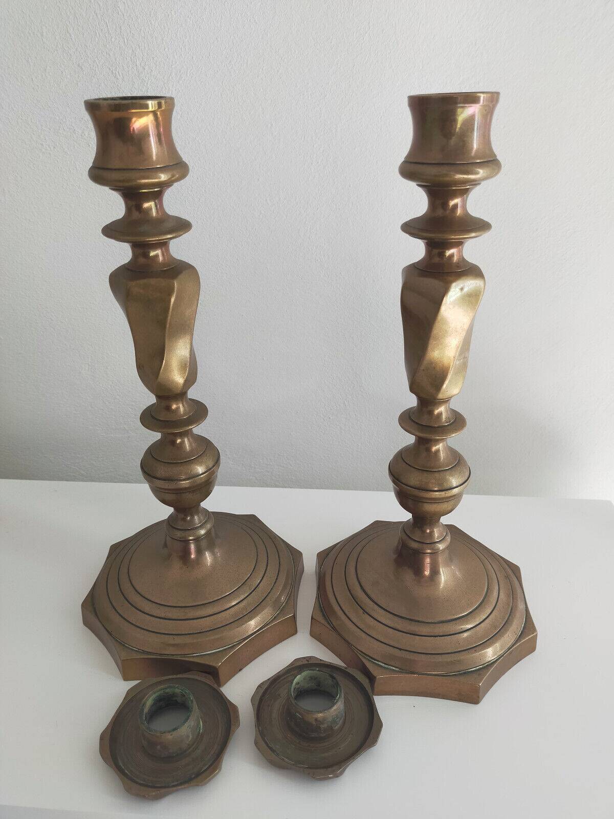 Pair of 19th century bronze candlesticks
