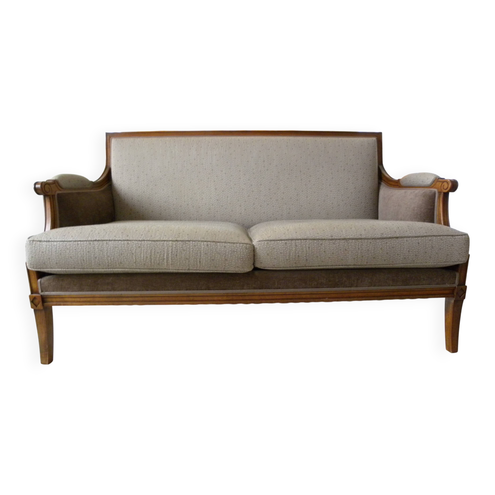Two-seater canapé in Restoration / Louis-Philippe style – Reupholstered by an artisan.