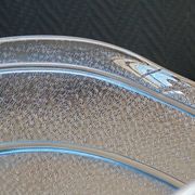 Large pressed moulded glass Art Deco blue frosted cup