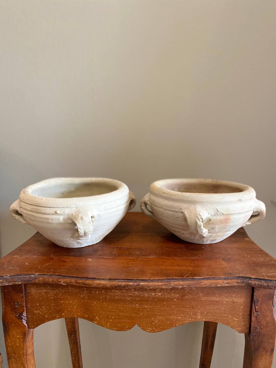 2 antique plant pots