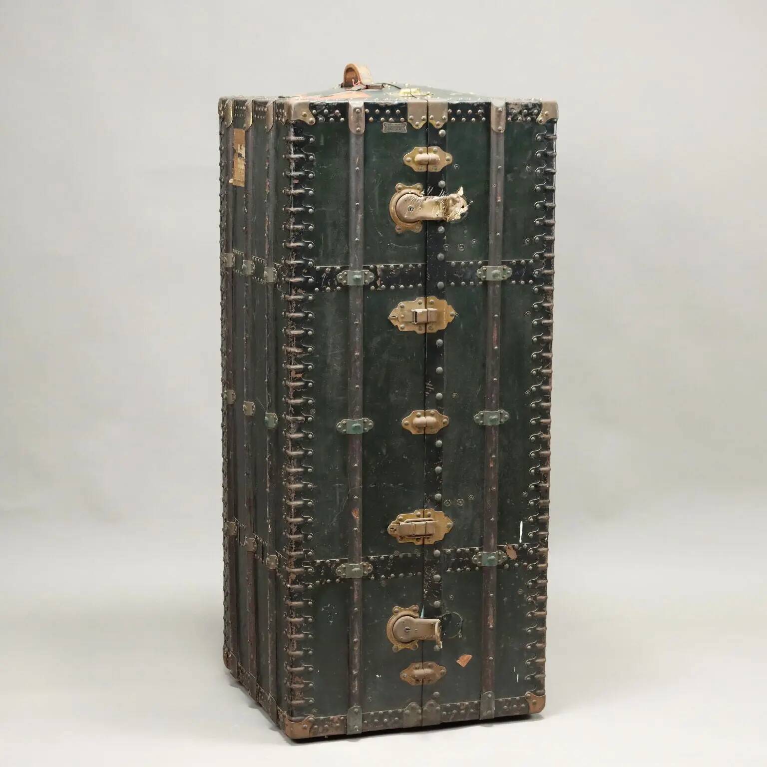 Vintage travel trunk Valigeria Inzaghi in faux leather, Italy, 20th century