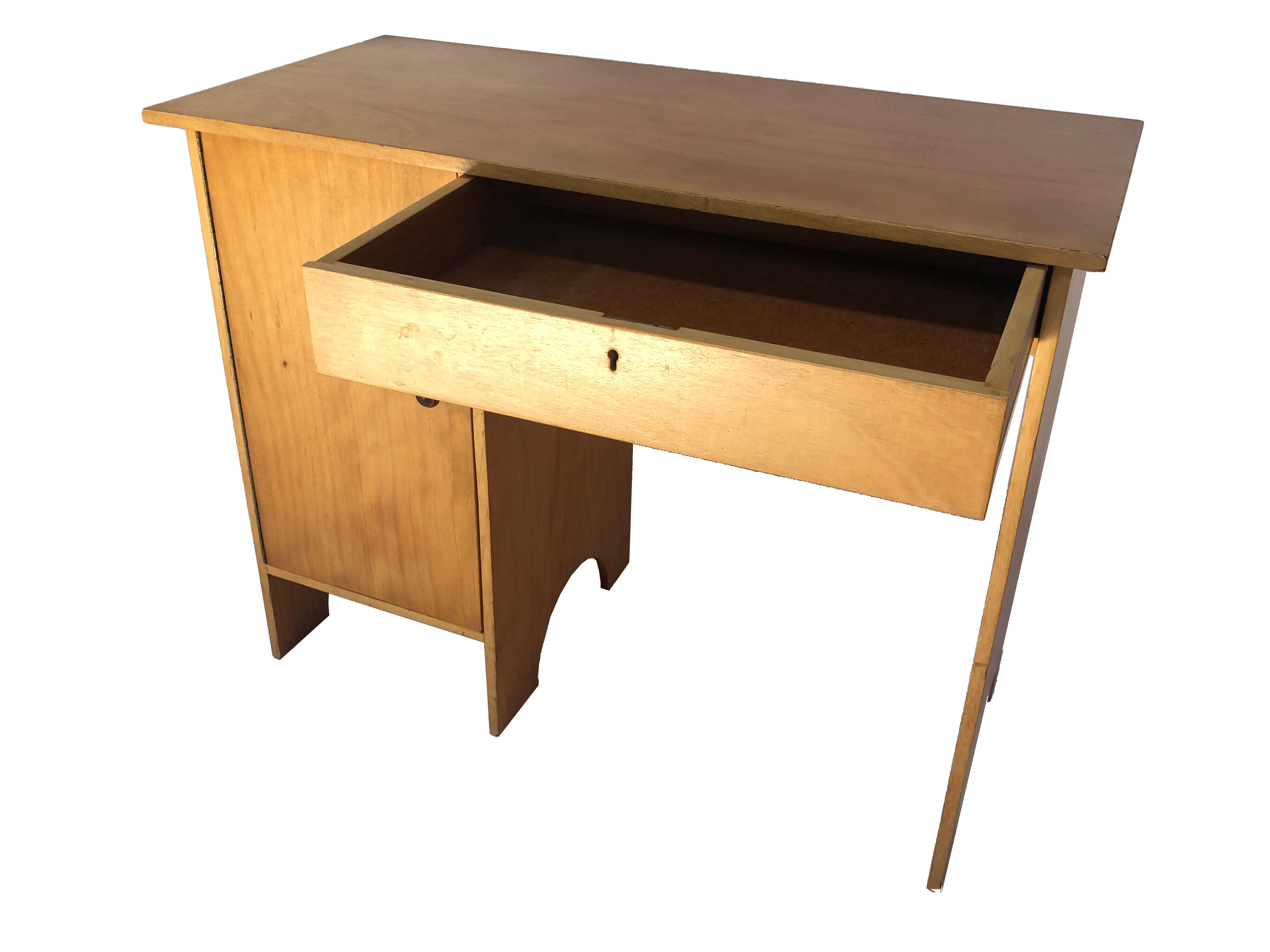Art deco birch wood compact desk 1960