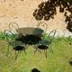 Salon de jardin ancien fer forgé 1 table 4 chaises vert wagon