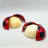 Pair of Lucinelle Ladybug Lamps by Vitrac – Wall/Table, 1970s France