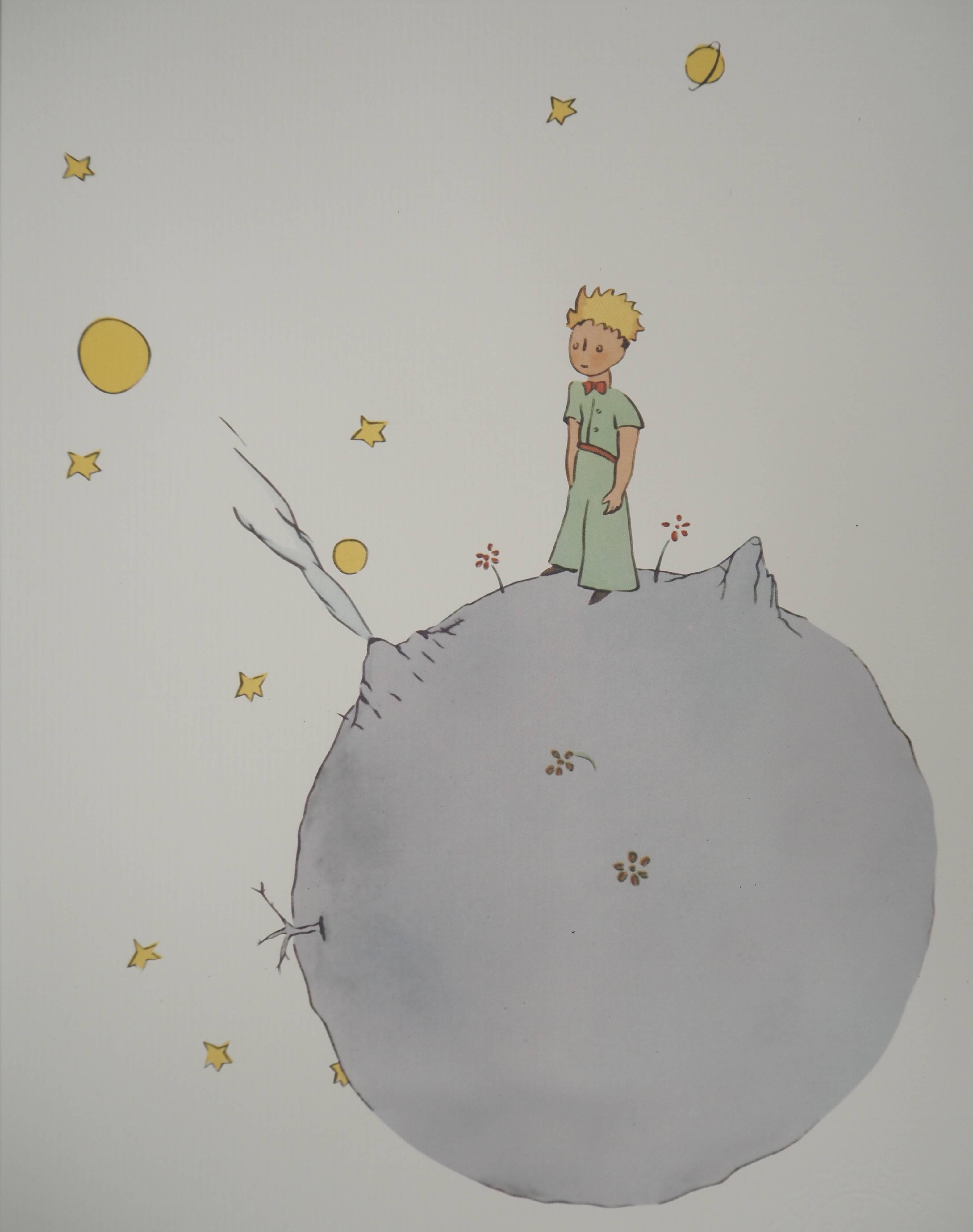 Antoine de Saint-Exupéry: The Little Prince on the asteroid, lithograph