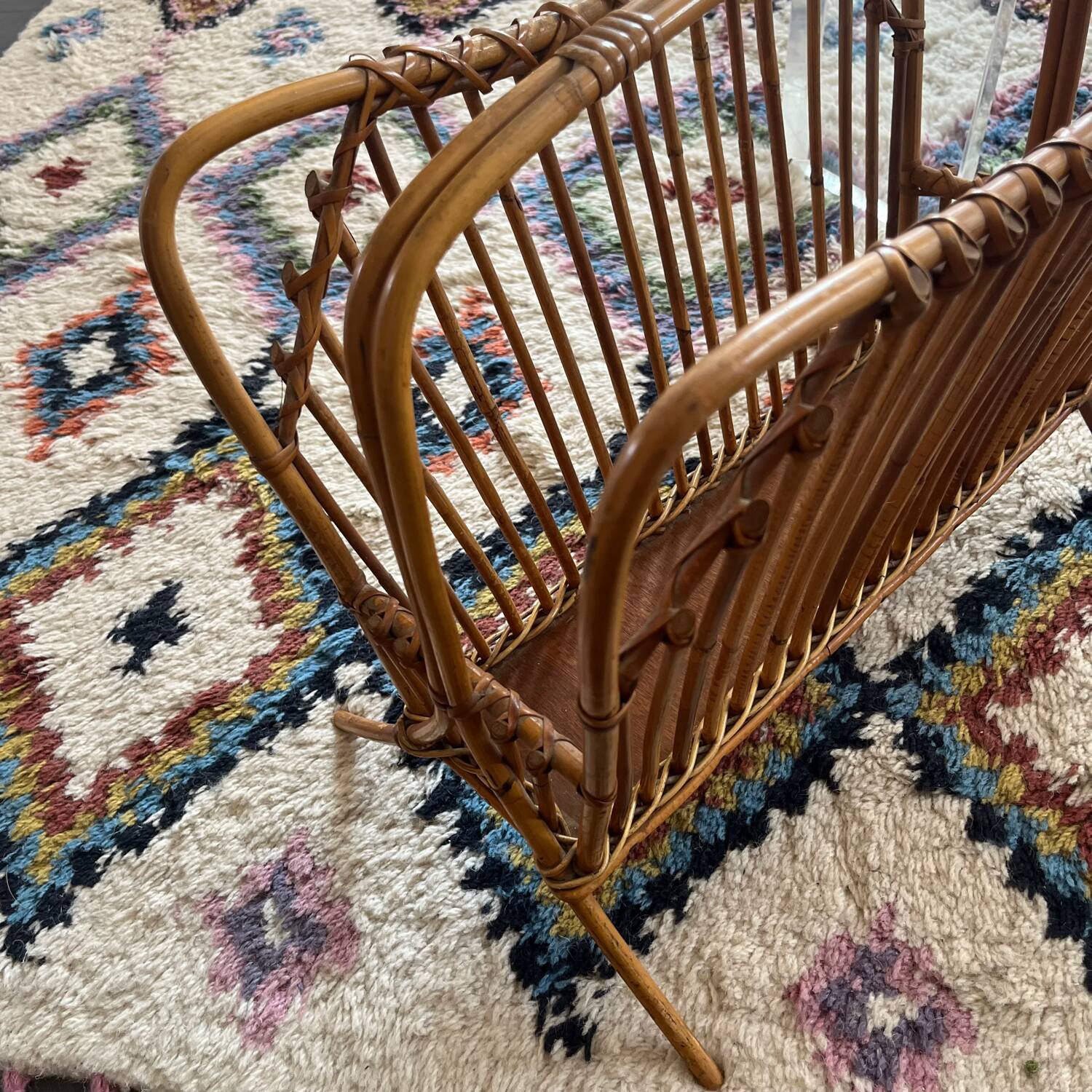 Rattan magazine rack