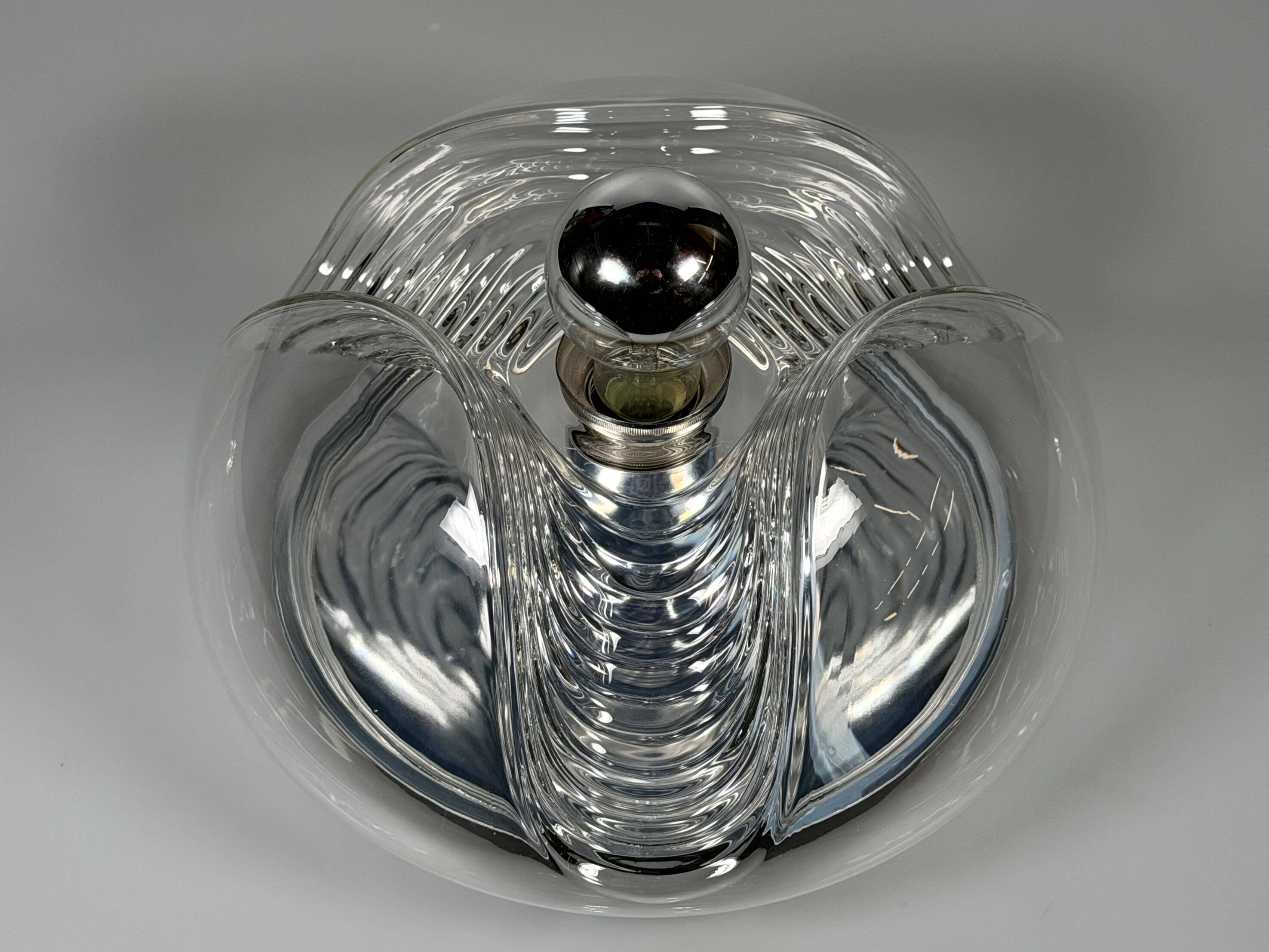 1960s 1970s Wall or Ceiling Lamp "Wave" by Koch & Lowy for Peill & Putzler
