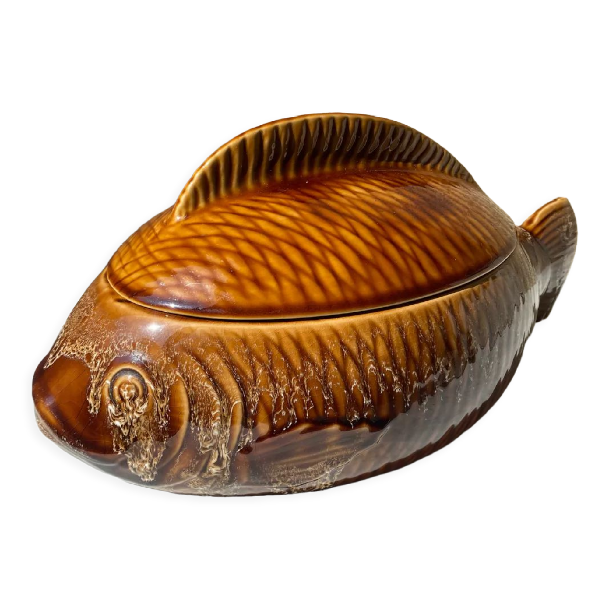 Ceramic fish tureen from sarreguemines