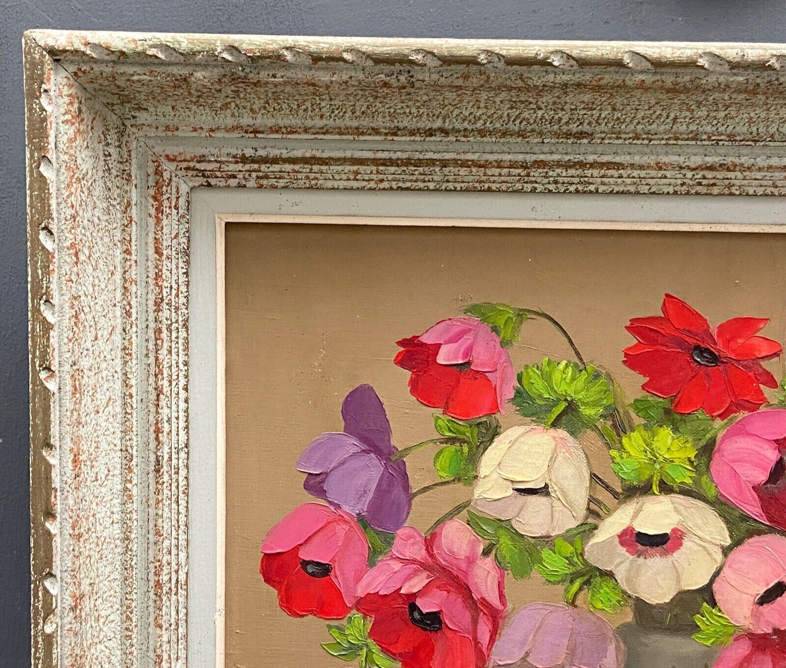 Oil on canvas still life by primo dolzan xxth bouquet of flowers