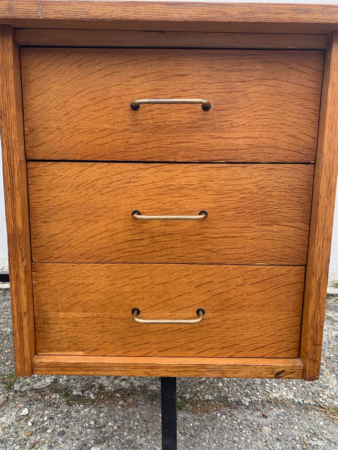 Vintage modernist desk in wood and metal