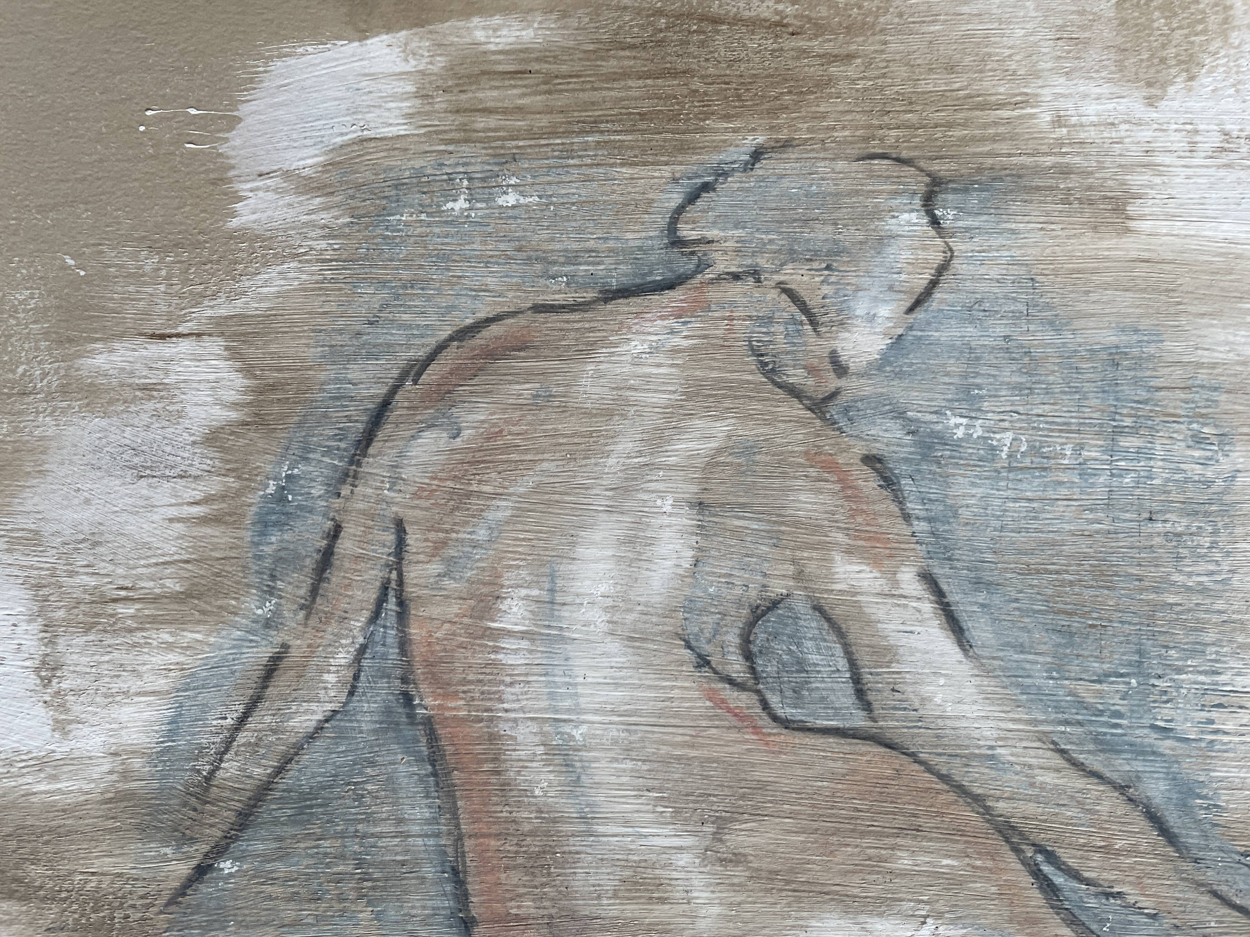 Charcoal painting on natural paper