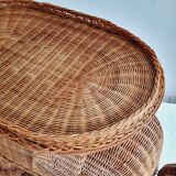 Side table or end of elephant sofa in wicker and rattan 70'