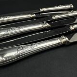 Lot de 6 couteaux de table Christofle modèle Marly – métal argenté – 24,5 cm