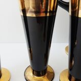 Vintage 1950s black and gold glass lemonade service.