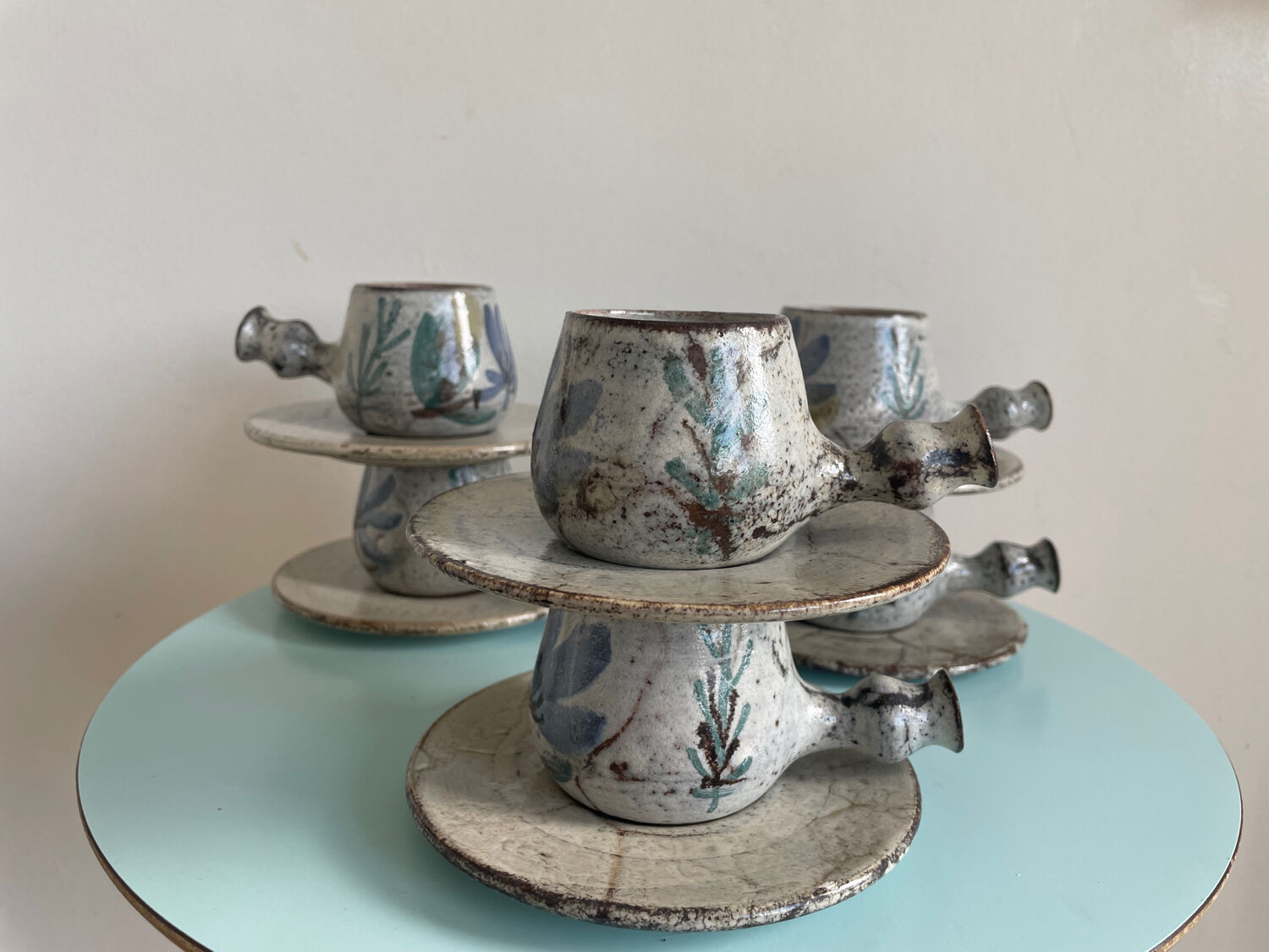 Service of 6 cups and saucers Gustave Reynaud – The Mulberry – Vallauri