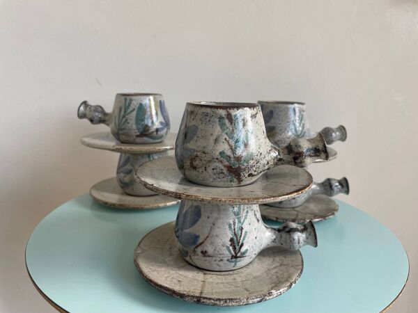 Service 6 tasses et sous-tasses Gustave Reynaud – Le Mûrier – Vallauri