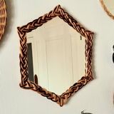 Hexagonal wicker mirror