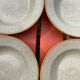 6 Hollow sandstone plates speckled Tulowice mid century XXe