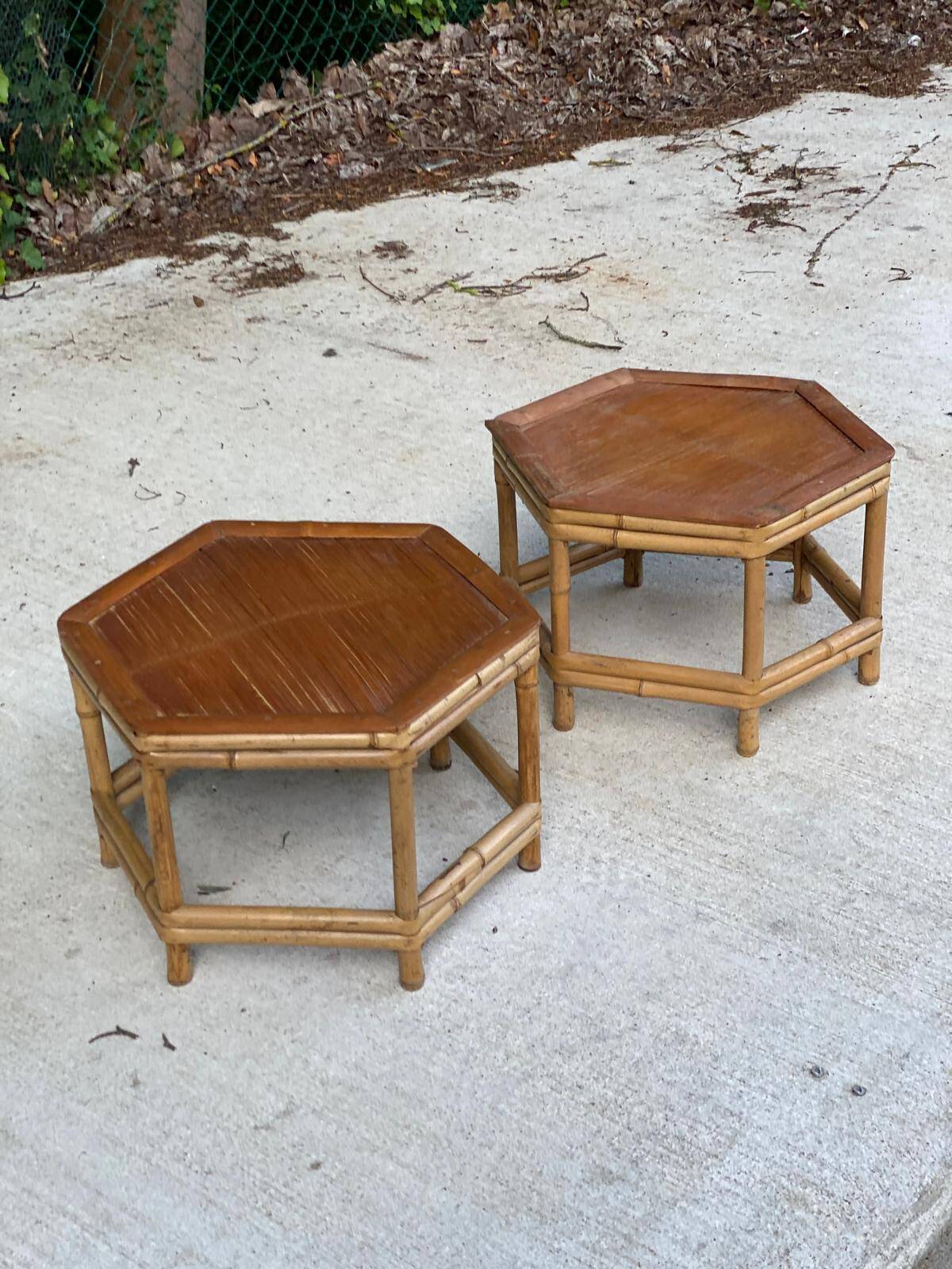 2 vintage bamboo coffee tables