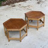 2 tables basses en bambou vintage