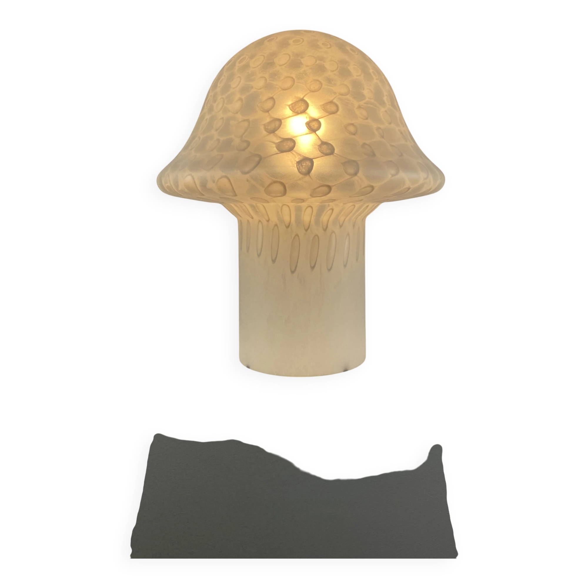 Large XL mushroom table lamp in white glass by Peill and Putzler 1970