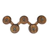 Oak wood wall coat rack / 1960s