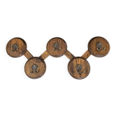 Oak wood wall coat rack / 1960s