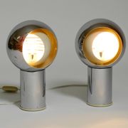Pair of large Mid Century Space Age chrome table lamps - Made in Italy