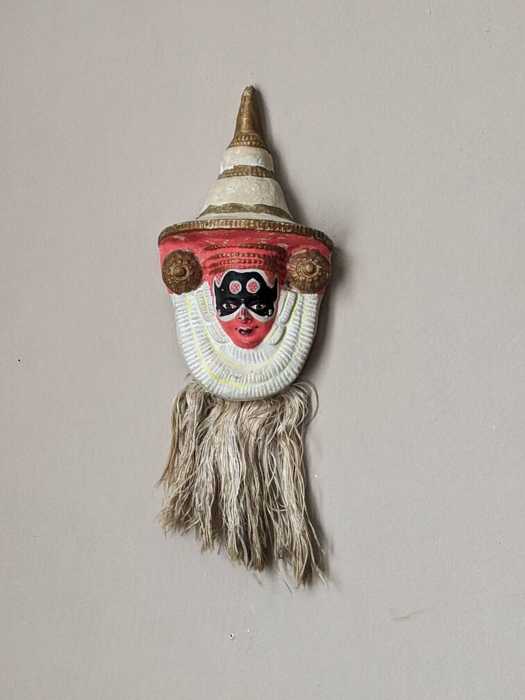 Tibetan papier-mâché mask, handmade, wall decoration
