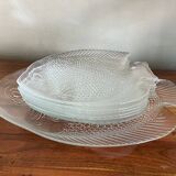 Service 6 plates and shellfish dish Arcoroc