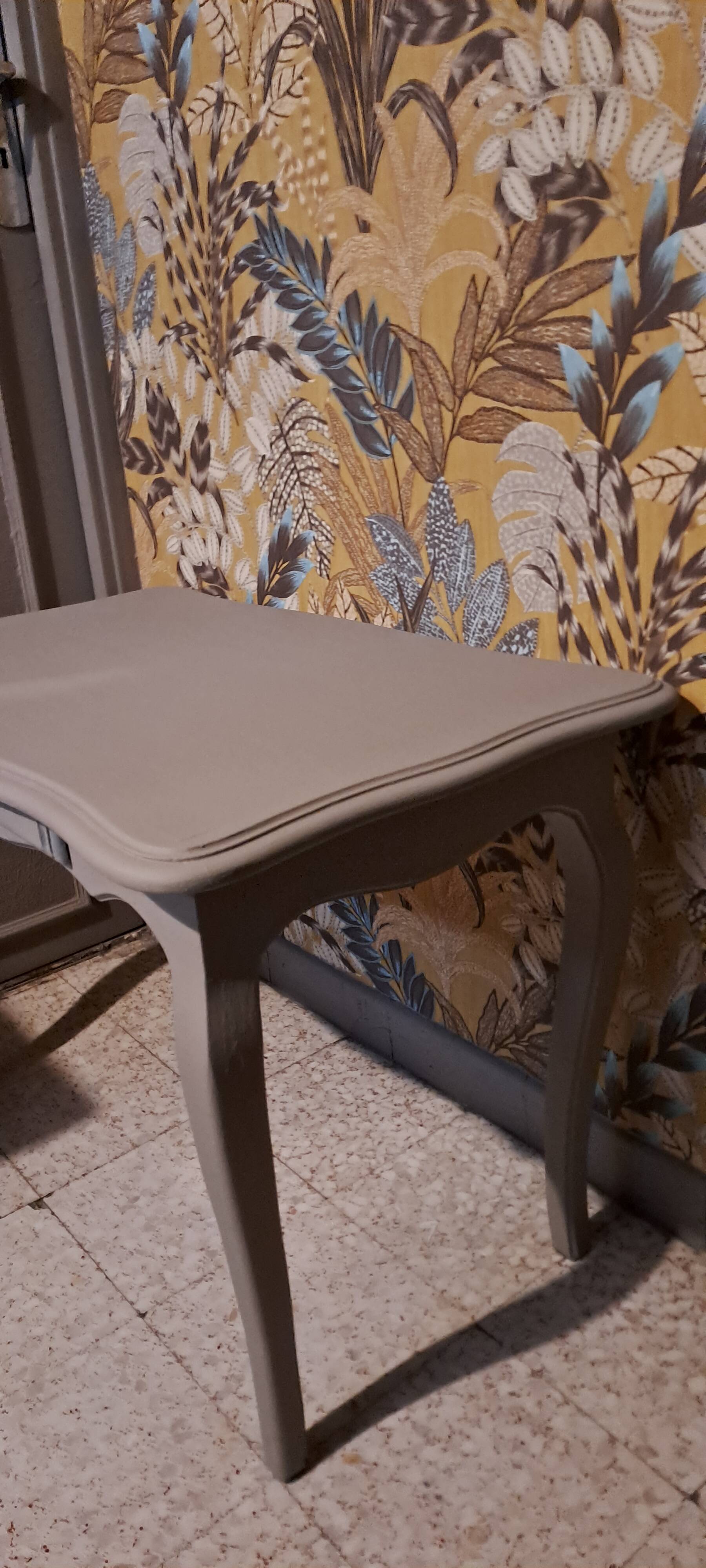 Rectangular solid wood coffee table painted gray 1960