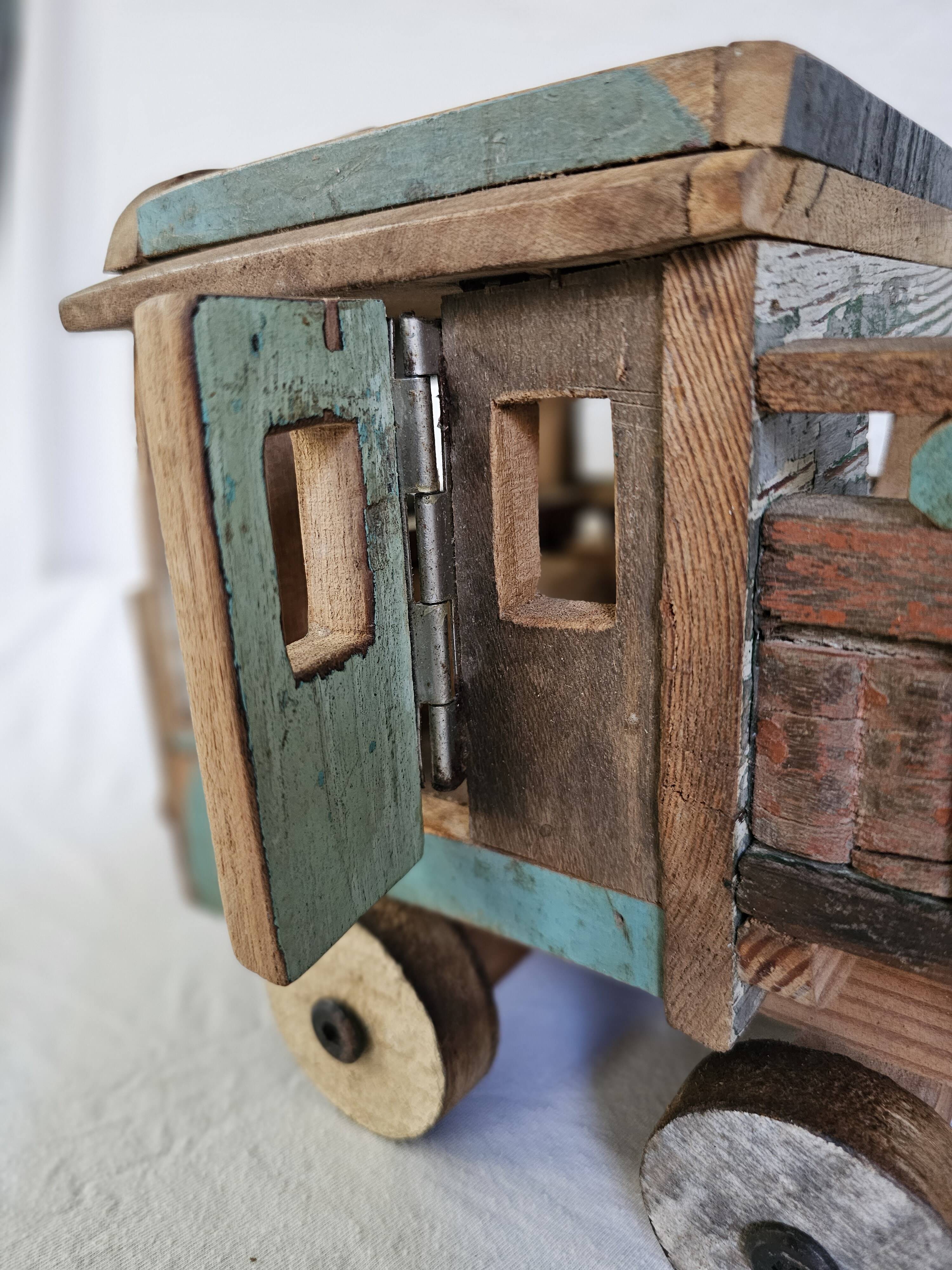 Indian tata truck handmade in polychrome wood