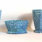 3-piece Art Deco blue fireplace surround