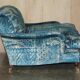Pair of custom Howard love seat armchairs in Mulberry Lemond silk velvet.