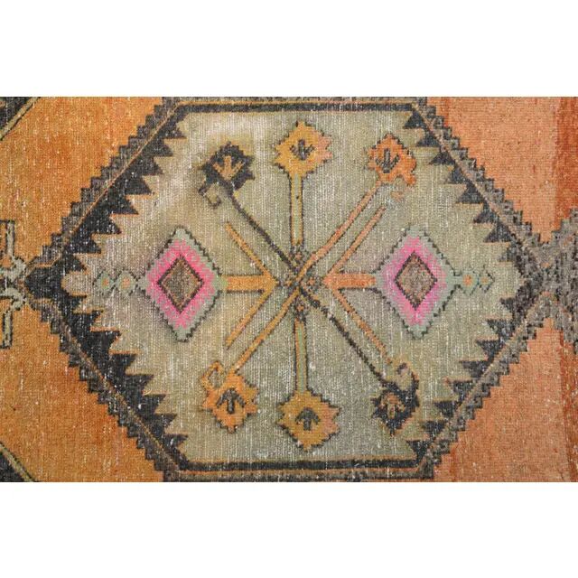 1970s Turkish hand-knotted wool cotton orange runner rug 85x273