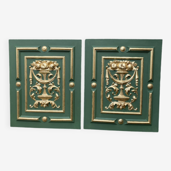 Pair of carved and leaf-gilded wooden panels