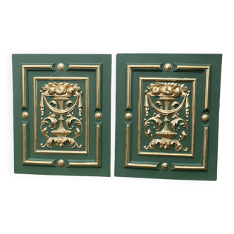 Pair of carved and leaf-gilded wooden panels