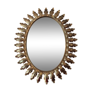 Miroir soleil avecfeuilles dorées