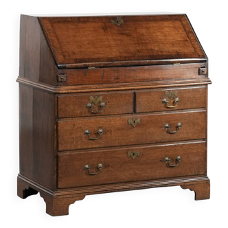 Large antique 18th-century English oak chest of drawers / desk / chest with secret compartments and a stepped interior