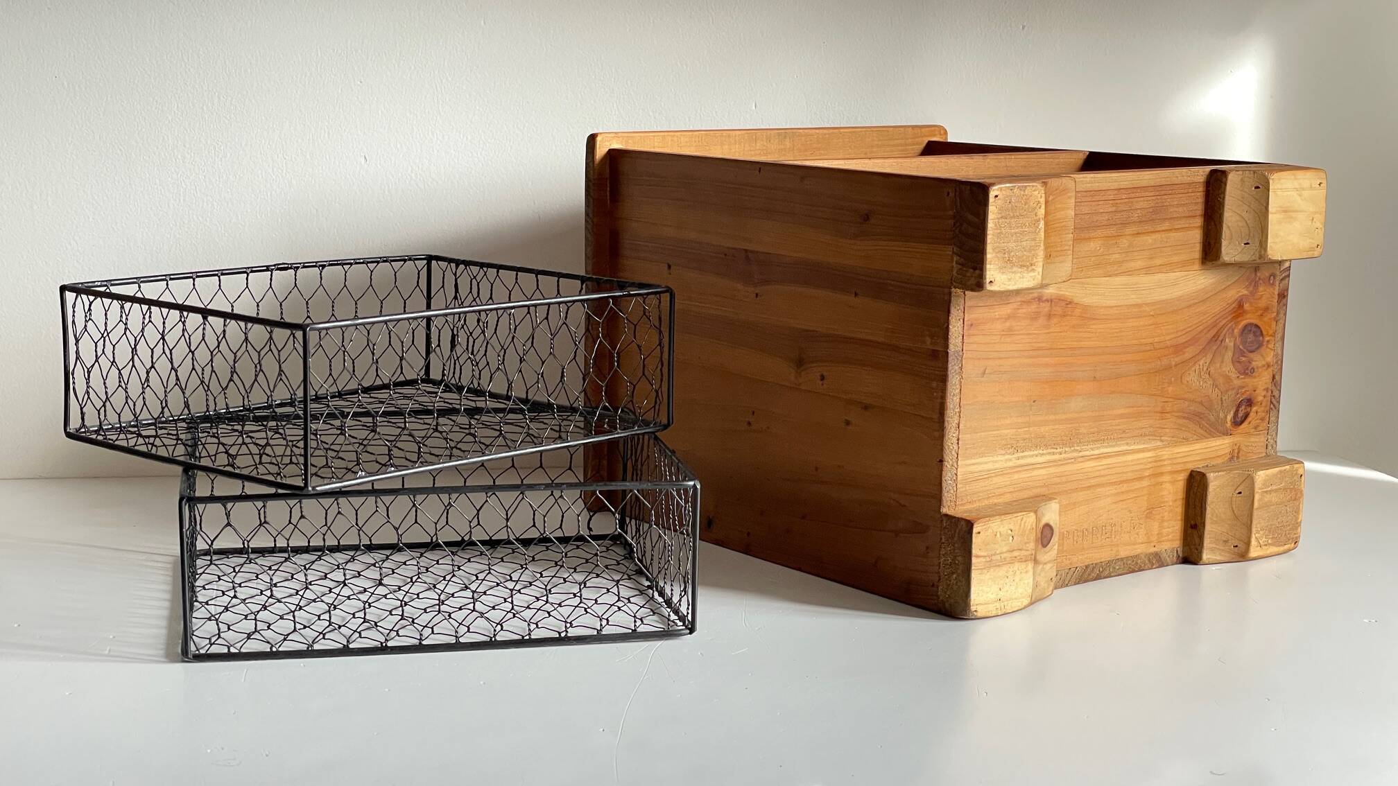 Wooden and metal drawer box from the 80s