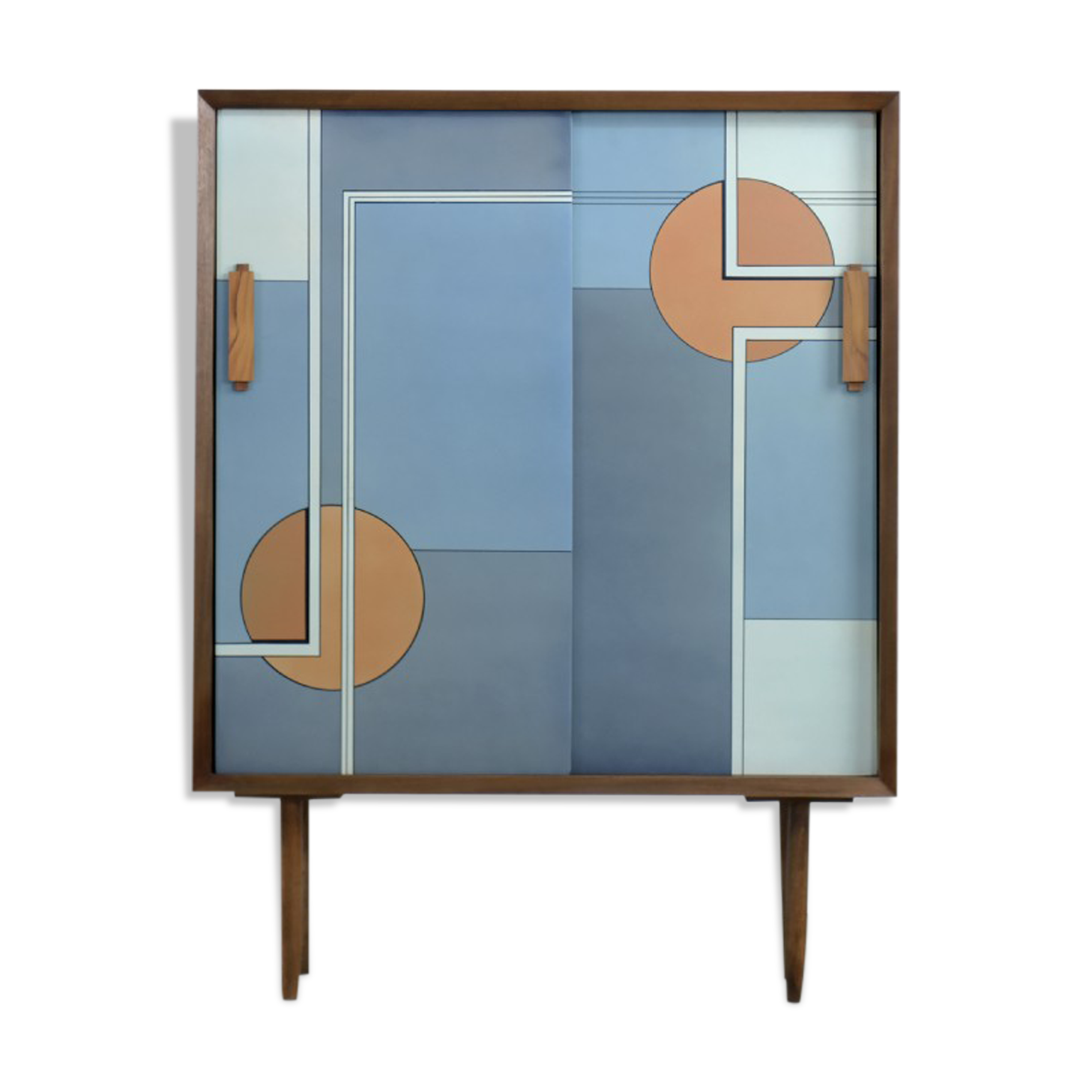 Mid-Century Modern Scandinavian Hand-Painted Birch Cabinet, 1960s