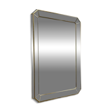 Miroir rectangulaire biseauté De Knudt avec cadre en laiton, Belgique, années 1980