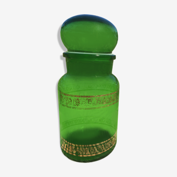 Emerald green glass apothecary jar